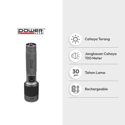 Gambar Powerlite Senter Aluminium Rechargeable 30 Watt 1500 Lumen - Silver