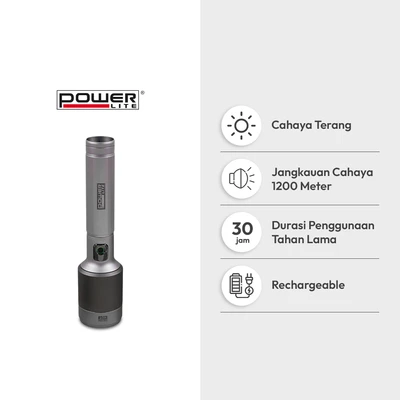 Gambar Powerlite Senter Rechargeable Aluminium 60 Watt 3500 Lumen - Silver