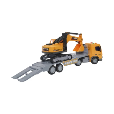 Gambar Cruzer 1:18 Set City Action Friction Transport Truck - Oranye/abu-abu