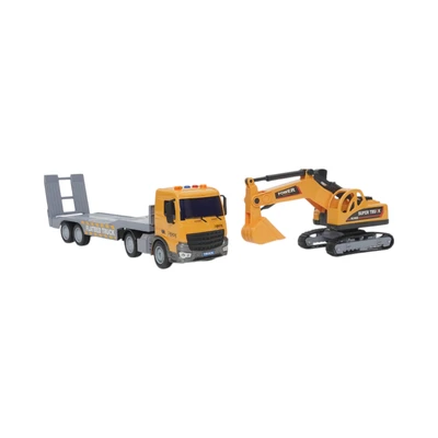 Gambar Cruzer 1:18 Set City Action Friction Transport Truck - Oranye/abu-abu