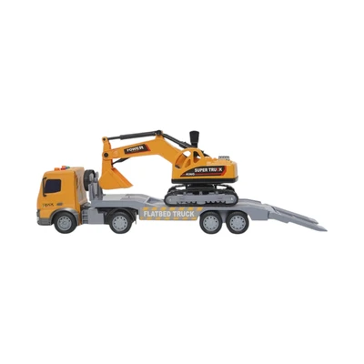 Gambar Cruzer 1:18 Set City Action Friction Transport Truck - Oranye/abu-abu