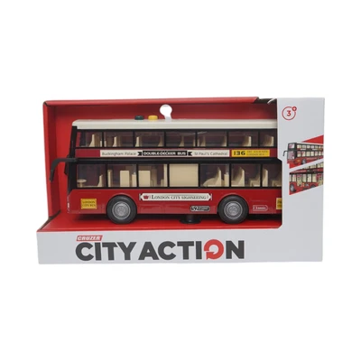 Gambar Cruzer 1:16 City Action Friction Double Decker Bus - Merah