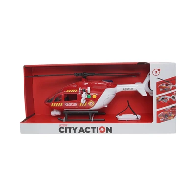 Gambar Cruzer 1:14 City Action Friction Friction Fire Rescue Helicopter - Merah