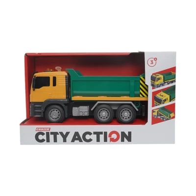 Gambar Cruzer 1:14 City Action Friction Dump Truck - Hijau/kuning