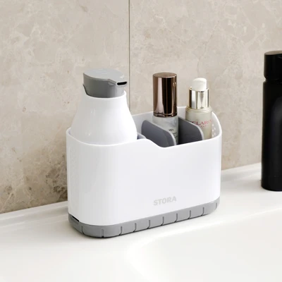 Gambar Stora Dispenser Sabun Cair Dengan Kompartemen 18.2x8.2x18 cm - Putih