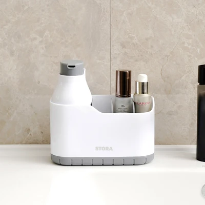 Gambar Stora Dispenser Sabun Cair Dengan Kompartemen 18.2x8.2x18 cm - Putih