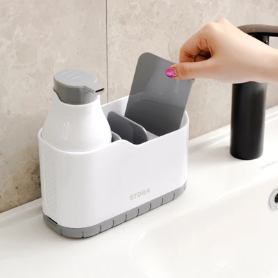 Gambar Stora Dispenser Sabun Cair Dengan Kompartemen 18.2x8.2x18 cm - Putih