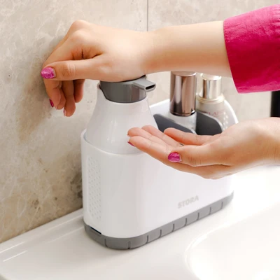 Gambar Stora Dispenser Sabun Cair Dengan Kompartemen 18.2x8.2x18 cm - Putih