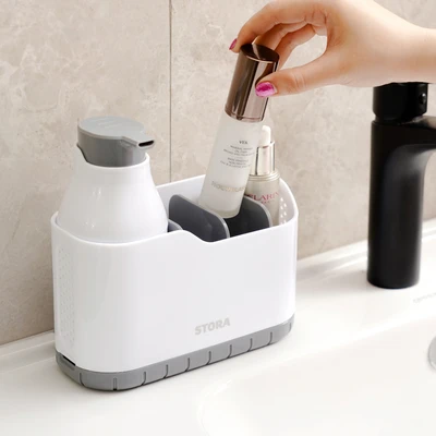 Gambar Stora Dispenser Sabun Cair Dengan Kompartemen 18.2x8.2x18 cm - Putih