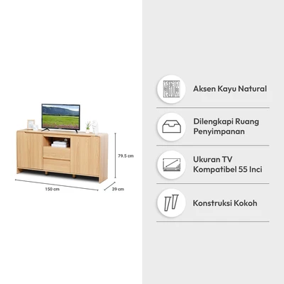 Gambar Informa Raphael Rak TV High - Cokelat Oak