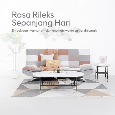 Gambar Informa Neo Faith Sofa Bed Fabric Patchwork - Abu-Abu/Cokelat
