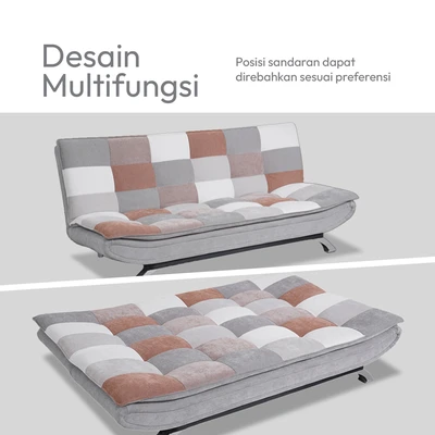 Gambar Informa Neo Faith Sofa Bed Fabric Patchwork - Abu-Abu/Cokelat