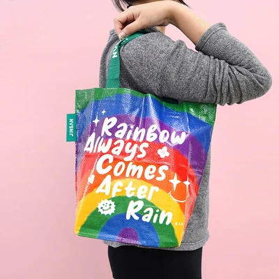 Gambar Ataru Tas Belanja Woven Rainbow Ukuran S - Mix