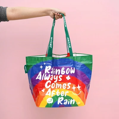 Gambar Ataru Tas Belanja Woven Rainbow Ukuran L - Mix