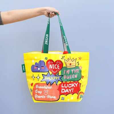 Gambar Ataru Tas Belanja Woven Lucky Day Ukuran L - Mix