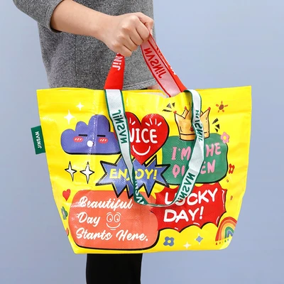 Gambar Ataru Tas Belanja Woven Lucky Day Ukuran L - Mix