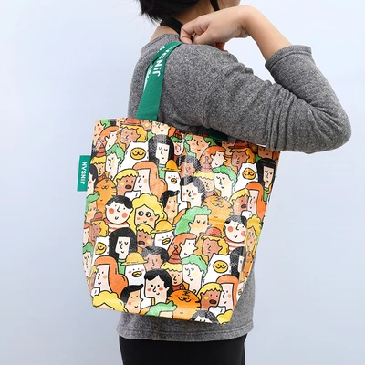 Gambar Ataru Tas Belanja Woven Faces Small - Oranye