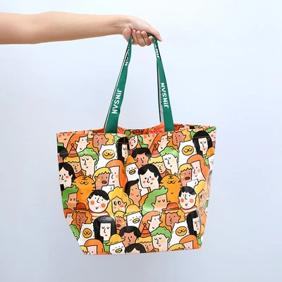 Gambar Ataru Tas Belanja Woven Faces Large - Oranye