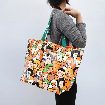Gambar Ataru Tas Belanja Woven Faces Large - Oranye