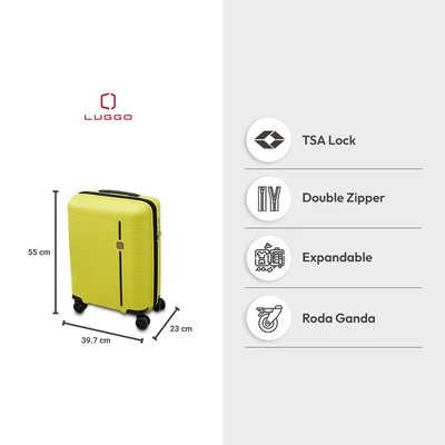 Gambar Luggo Sausalito Koper PP TSA Lock Expandable 20 Inch - Kuning Neon