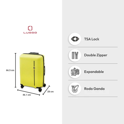Gambar Luggo Sausalito Koper PP TSA Lock Expandable 24 Inch - Kuning Neon