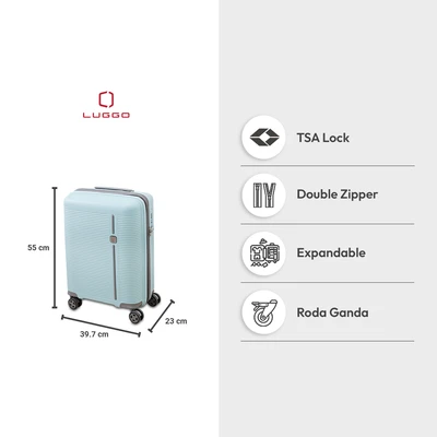 Gambar Luggo Sausalito Koper PP TSA Lock Expandable 20 Inch - Biru Muda