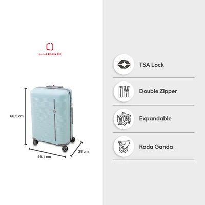 Gambar Luggo Sausalito Koper PP TSA Lock Expandable 24 Inch - Biru Muda