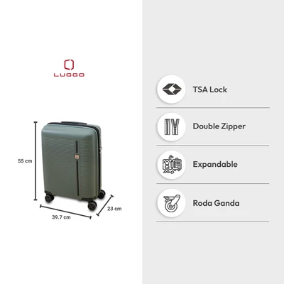 Gambar Luggo Sausalito Koper PP TSA Lock Expandable 20 Inch - Hijau Mineral
