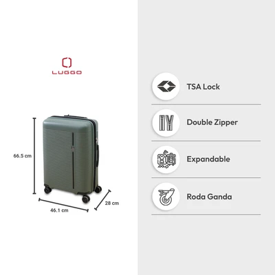 Gambar Luggo Sausalito Koper PP TSA Lock Expandable 24 Inch - Hijau Mineral
