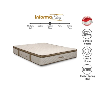 Gambar Informa Sleep 100x200x30 cm Pallermo Kasur Pocket Springbed - Cokelat
