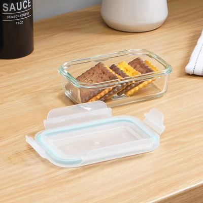 Gambar Glasslock Classic Wadah Makanan Rectangle Kaca 400 ml - Biru