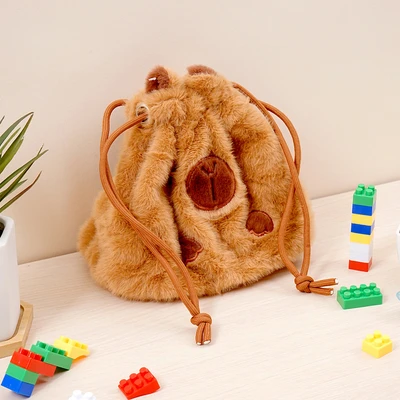 Gambar Ataru Pouch Drawstring Capybara - Cokelat