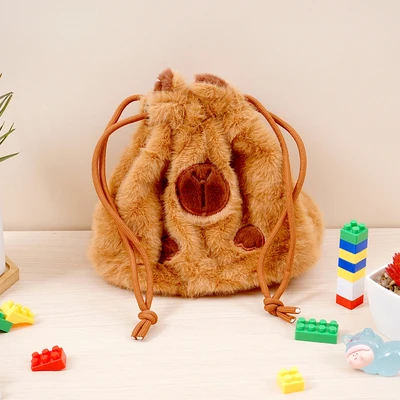 Gambar Ataru Pouch Drawstring Capybara - Cokelat