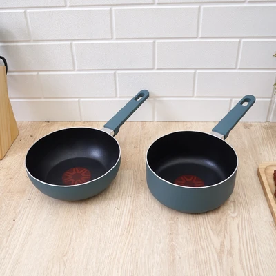 Gambar Culinart Thermospot Wajan Wok & Panci Saucepan Non-Stick Coating Set 2 pcs - Biru