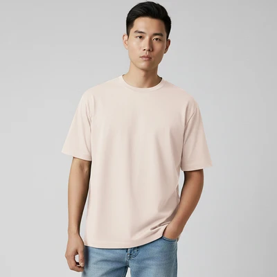 Gambar Ataru T-Shirt Pria Basic All Size - Krem Khaki