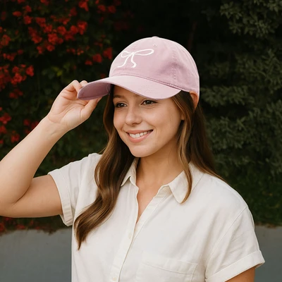 Gambar Ataru Topi Baseball Bow Embroider - Pink