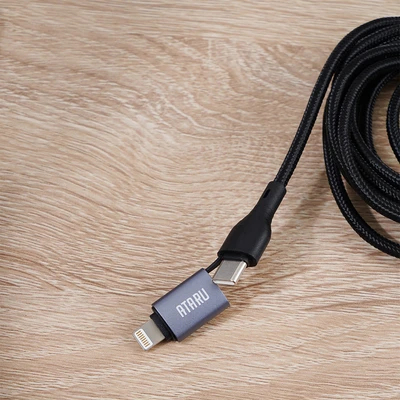 Gambar Ataru Kabel Charger USB-C 4-in-1 1 Meter - Abu-Abu