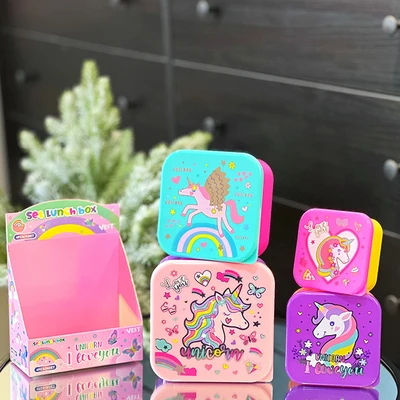 Gambar Kiddy Star Kotak Makanan Anak Plastik Unicorn Set 4 Pcs - Mix