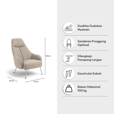 Gambar Nordia Texas Kursi Fabric Alea - Krem