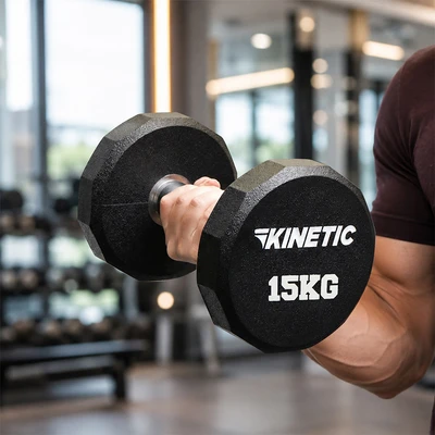 Gambar Kinetic 15 kg Dumbbell Pev Round - Hitam