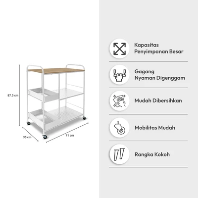 Gambar Informa Neves Troli Dapur - Putih Oak