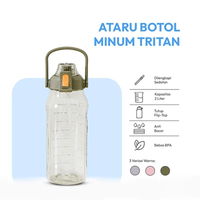 Gambar Ataru Botol Minum Tritan 2 Liter - Hijau