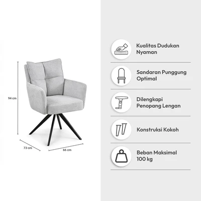 Gambar Informa Rowen Kursi Makan Fabric - Abu-Abu