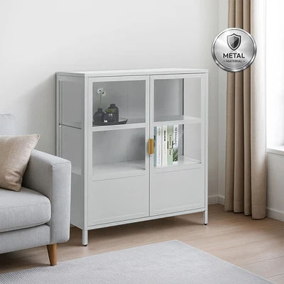 Gambar Informa Penny Kabinet 2 Pintu Kaca Low - Abu-Abu Muda