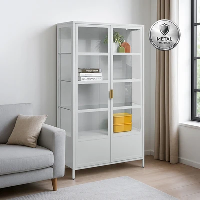 Gambar Informa Penny Kabinet 2 Pintu Kaca High - Abu-Abu Muda