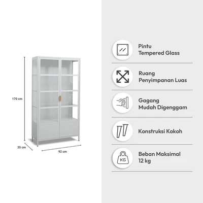 Gambar Informa Penny Kabinet 2 Pintu Kaca High - Abu-Abu Muda