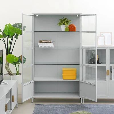 Gambar Informa Penny Kabinet 2 Pintu Kaca High - Abu-Abu Muda