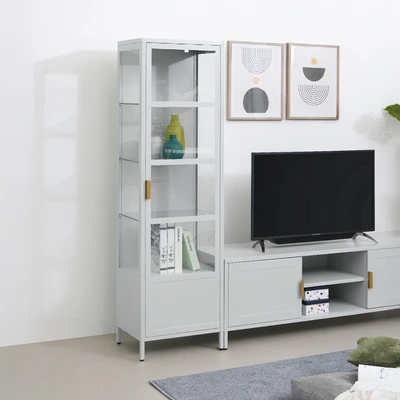 Gambar Informa Penny Kabinet 1 Pintu Kaca High - Abu-Abu Muda