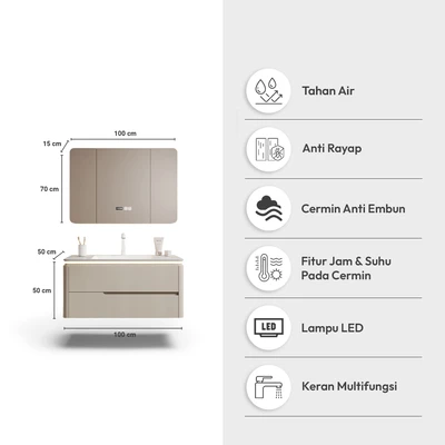 Gambar Informa Leisha Set Kabinet Kamar Mandi LED - Putih