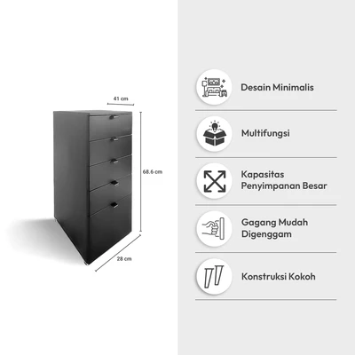 Gambar Informa Norden Laci Kantor 5 Tingkat Metal - Hitam
